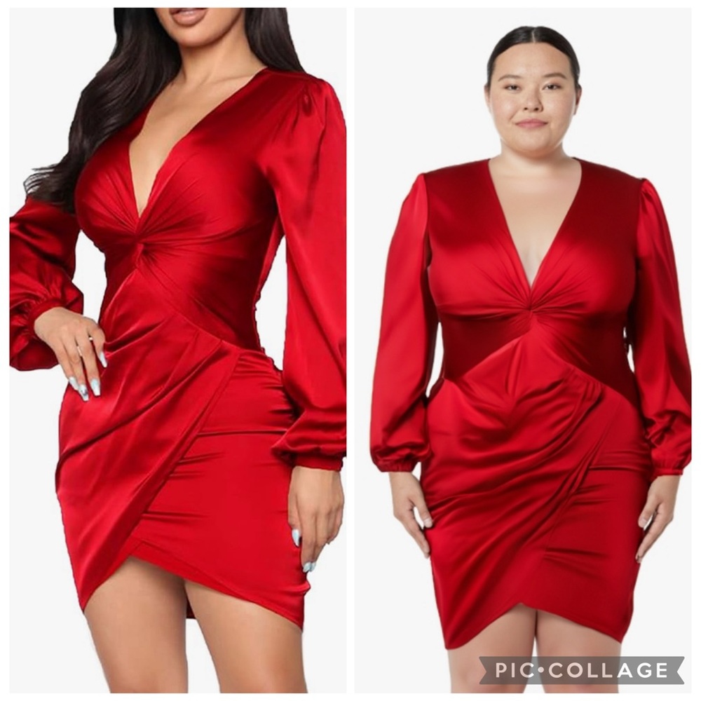 Elegant Red V-Neck Dress
